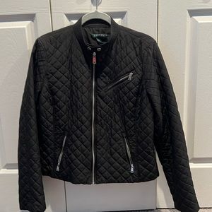 Lightweight quilted cropped moto jacket
